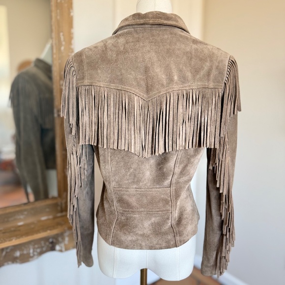 Wilson's 80s Tan Suede Fringed Cropped Jacket - Picture 4 of 10